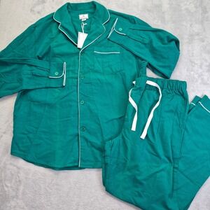 Petite Plume Mens Large Green Brushed Cotton Flannel Pajama Set NWT **read**
